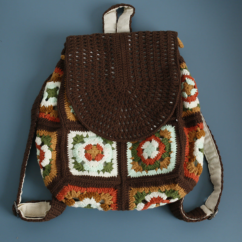 Women's Hand-woven Wool Crocheted Artistic Chinese Style Women's Backpack