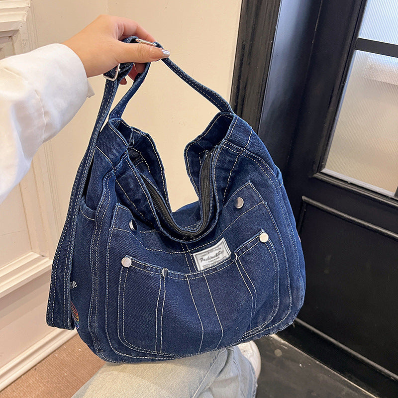 Women's Style Denim Large Capacity Class Commuter Trendy Fashion Women's Shoulder Bag
