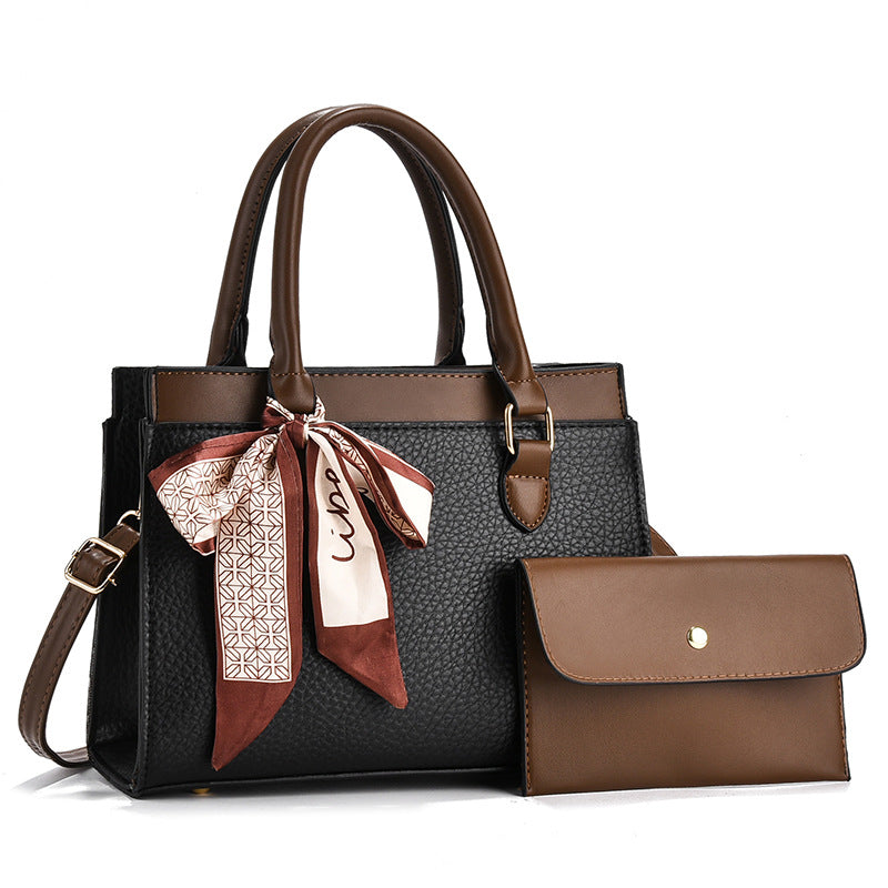 Women's Litchi Pattern Mother Two-piece Set Large Women's Handbag