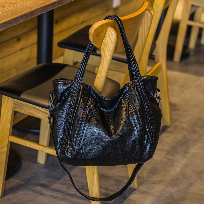 Women's Weaving Solid Color Soft Refined Simple Tote Bag