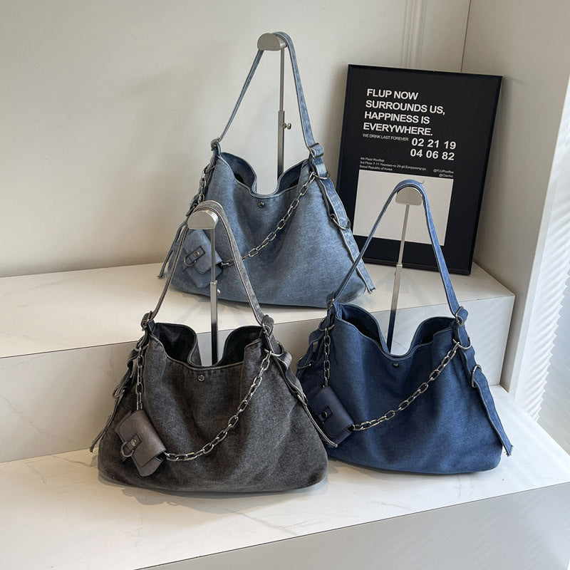 Women's Denim Fashion Chain Large Capacity Versatile Shoulder Bags
