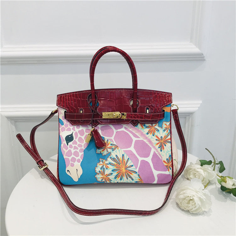 Women's Platinum Painted Top Layer Leather For Women's Handbag