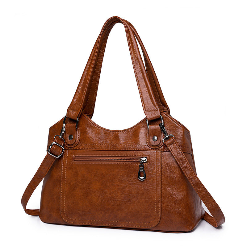 Women's Trendy Soft Leather Simple Large Capacity Totes Shoulder Bags