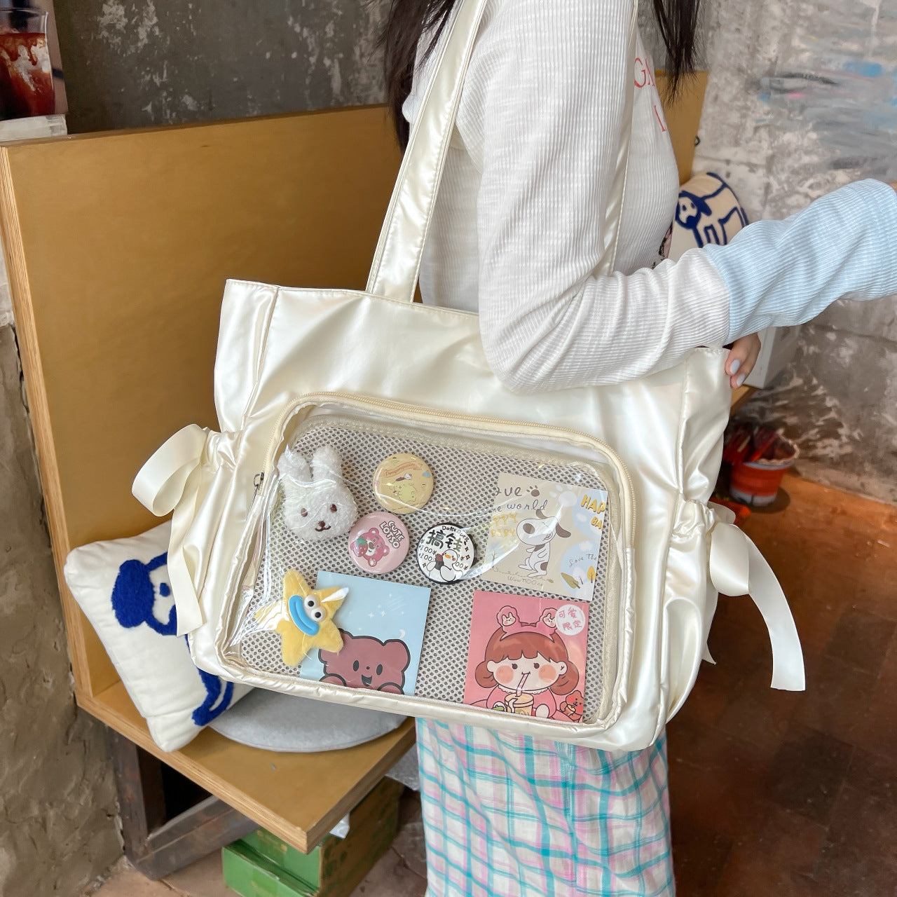 Female Ribbon Sweet Secondary Dimension For Women's Shoulder Bag