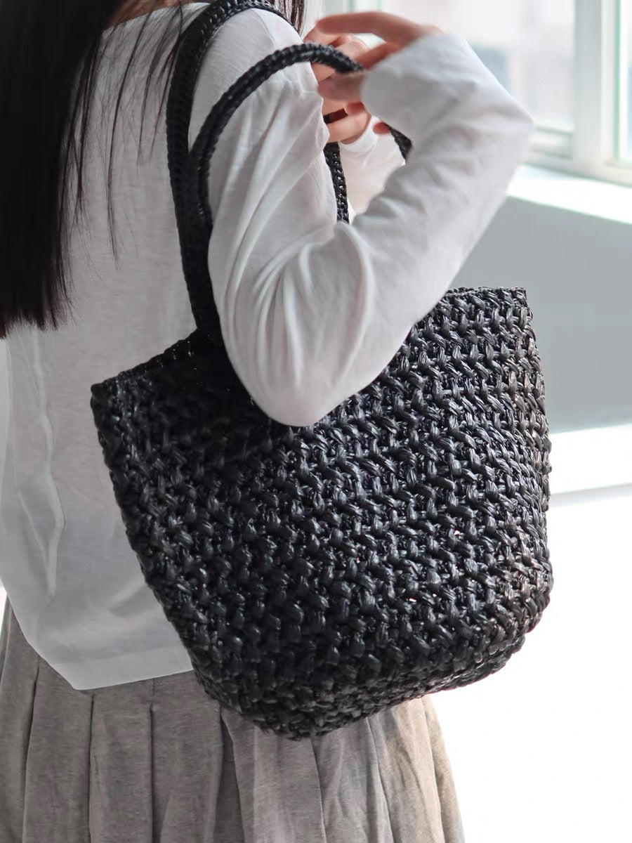 Style Raffia Hand-woven Straw Vegetable Basket Portable Women's Shoulder Bag