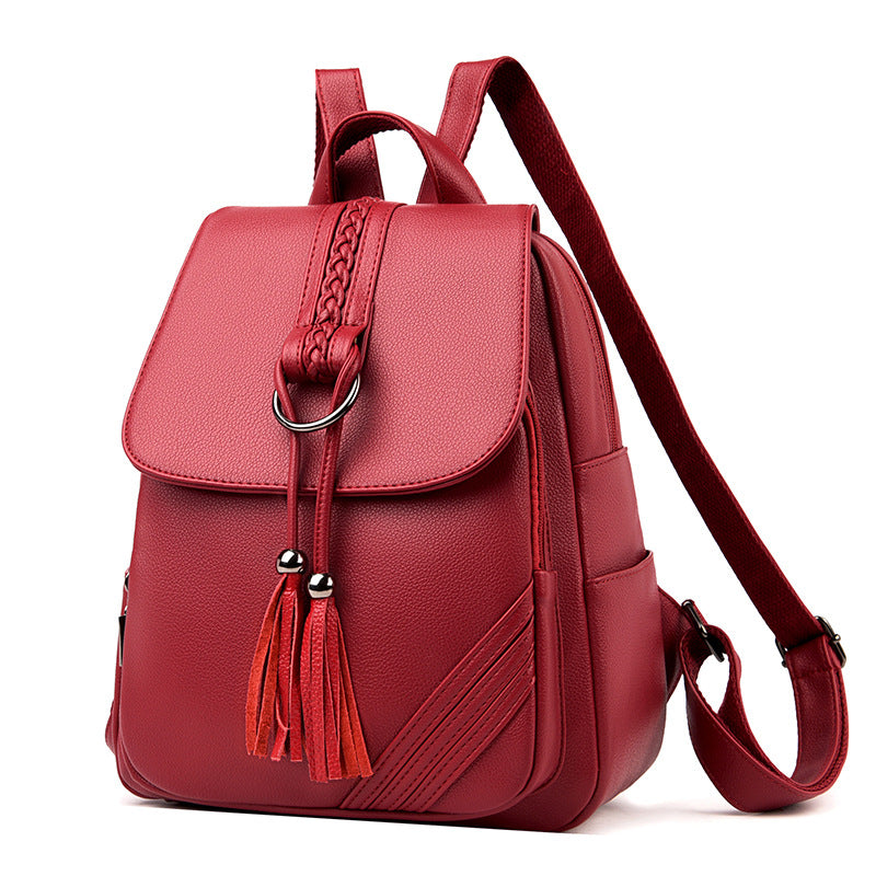 Women's Spring Texture Korean Fashion Simple Large Women's Backpack