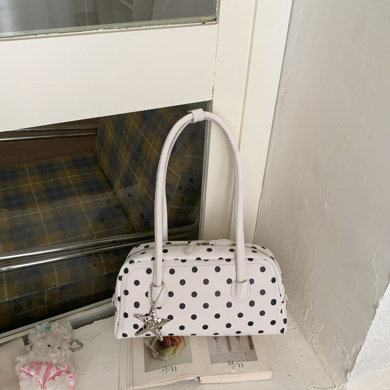 Fashionable Korean Style Bowling Polka Dot Fresh Sweet Commuting Underarm Bag