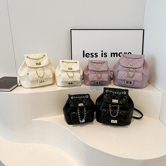 Casual Women's Korean Rhombus High-grade Texture Leisure Backpack