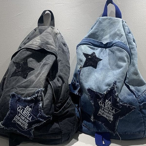 Jean Retro Niche High-grade Large Capacity Women's Backpack