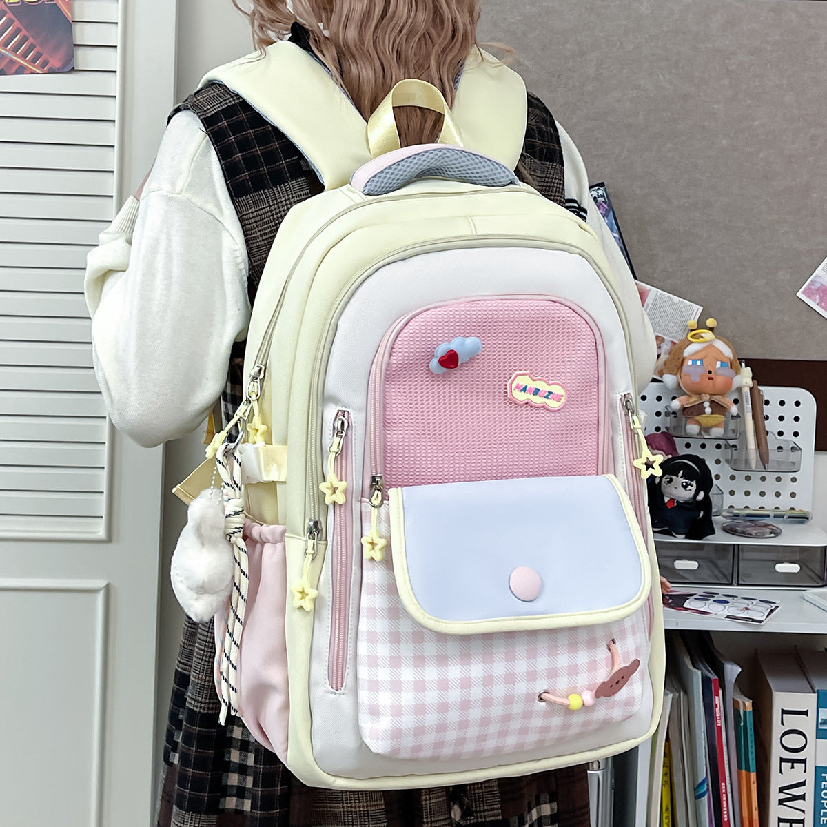 Style Good-looking Dopamine Contrast Color Everyday Joker Large Women's Backpack