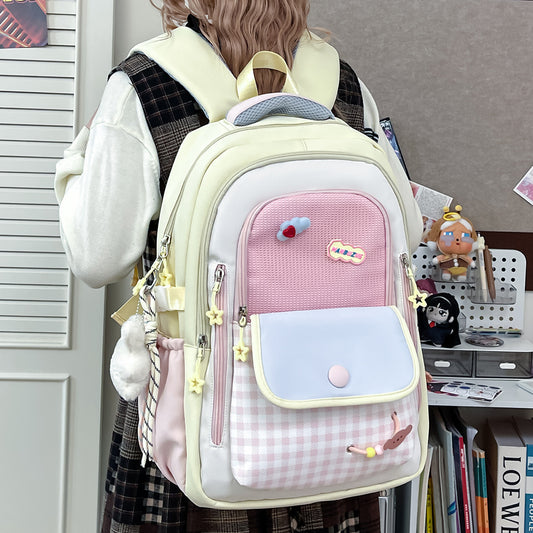 Style Good-looking Dopamine Contrast Color Everyday Joker Large Women's Backpack