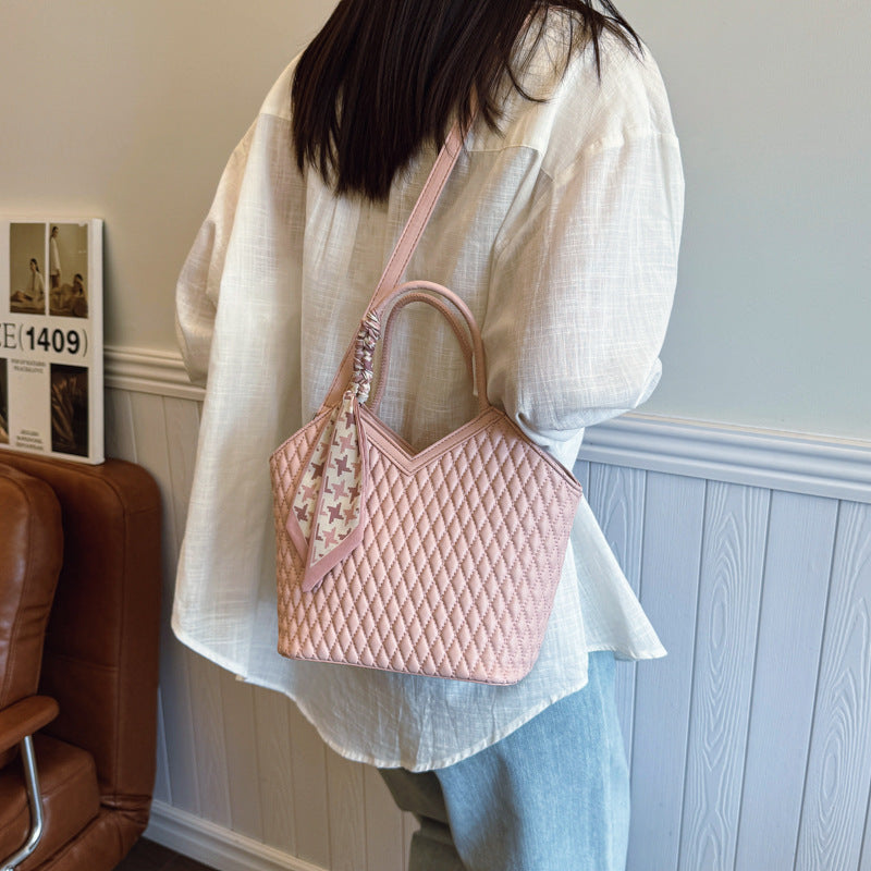 Women's Woven Pattern Mori Cute Trendy Design Bucket Bag