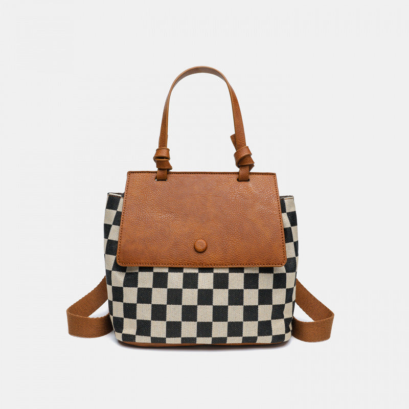 Chessboard Plaid Female College Large Capacity Leisure Women's Backpack