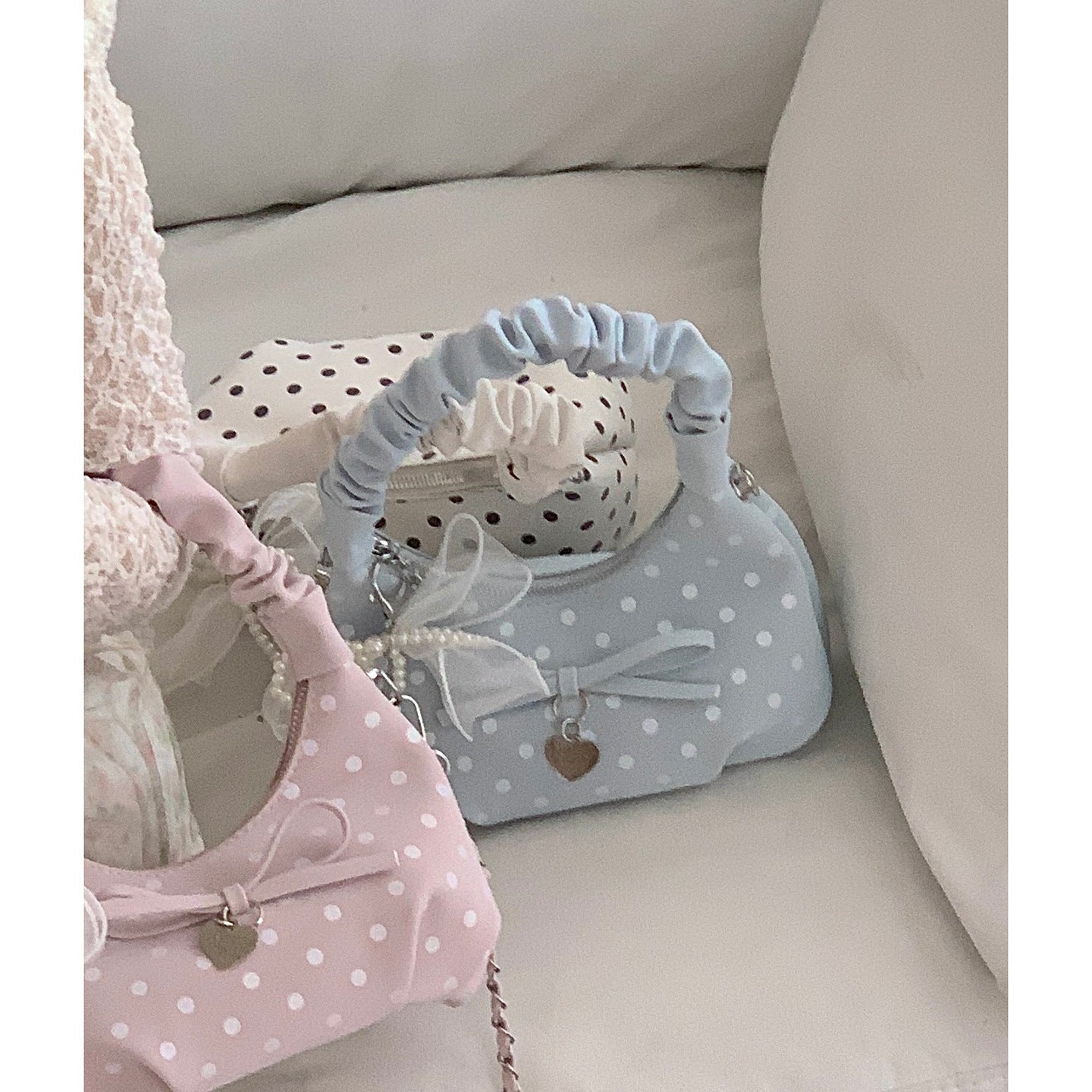 Women's Niche Texture Carrying Polka Dot Printed Handbags