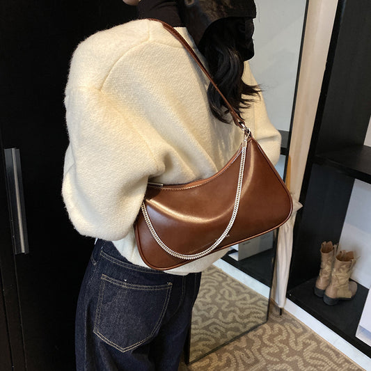 Women's Niche High-grade French Style Chain Baguette Simple Underarm Bag