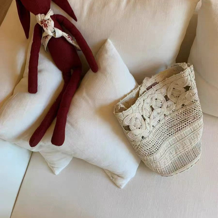 Women's Quality Hollow Wax Rope Hand-woven Underarm Bucket Bags