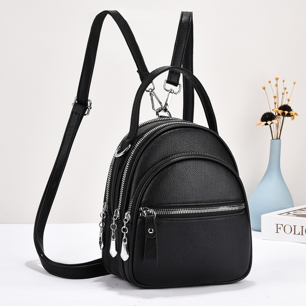 Women's Textured Preppy Style Trendy Korean Women's Backpack