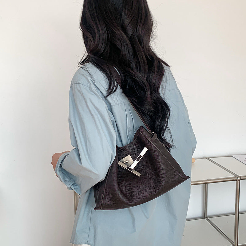 Top Layer Cowhide Korean Style Niche High-grade Women's Shoulder Bag