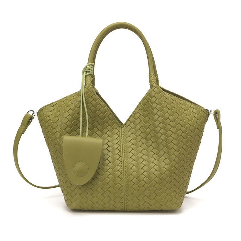 Women's Niche Texture Large Capacity Simple Woven Vegetable Tote Bag