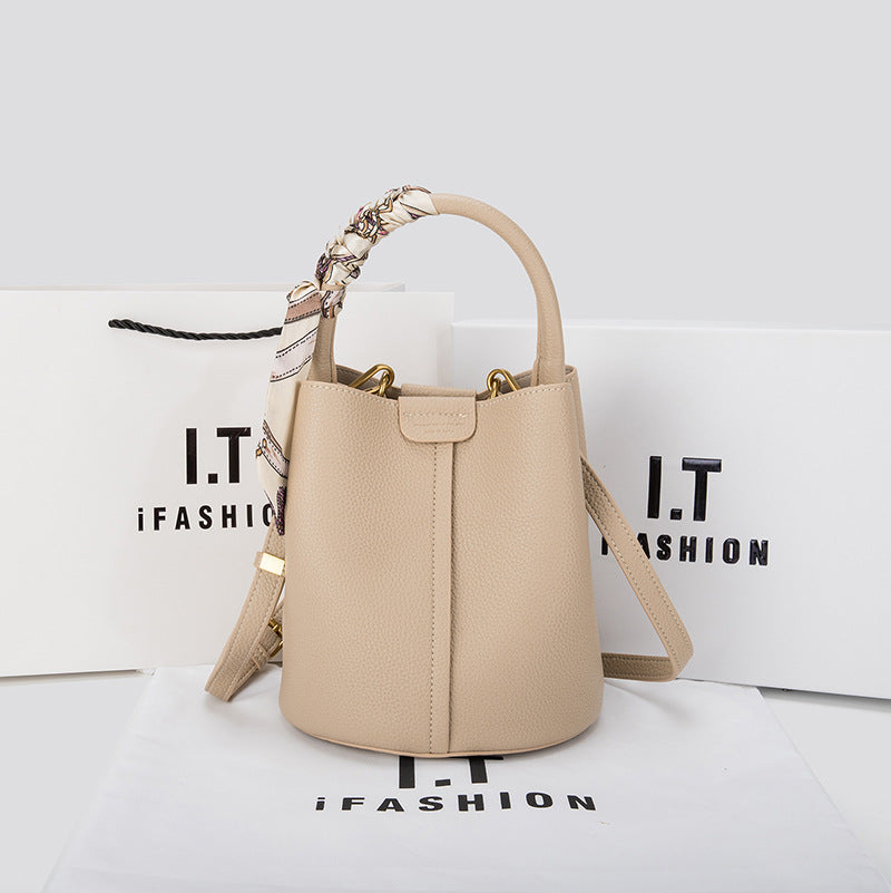 Women's Genuine Leather Made Korean Vegetable Basket Handbags