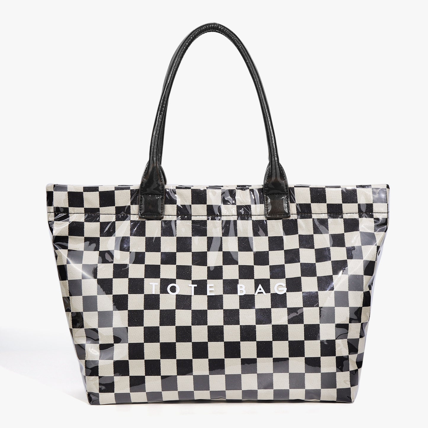 Women's Retro Chessboard Plaid Commuter Large Capacity Transparent Bags