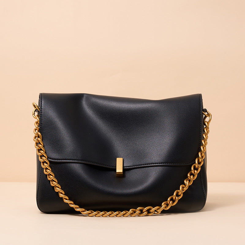 Cowhide Large Female Niche High-grade Chain Capacity Women's Shoulder Bag