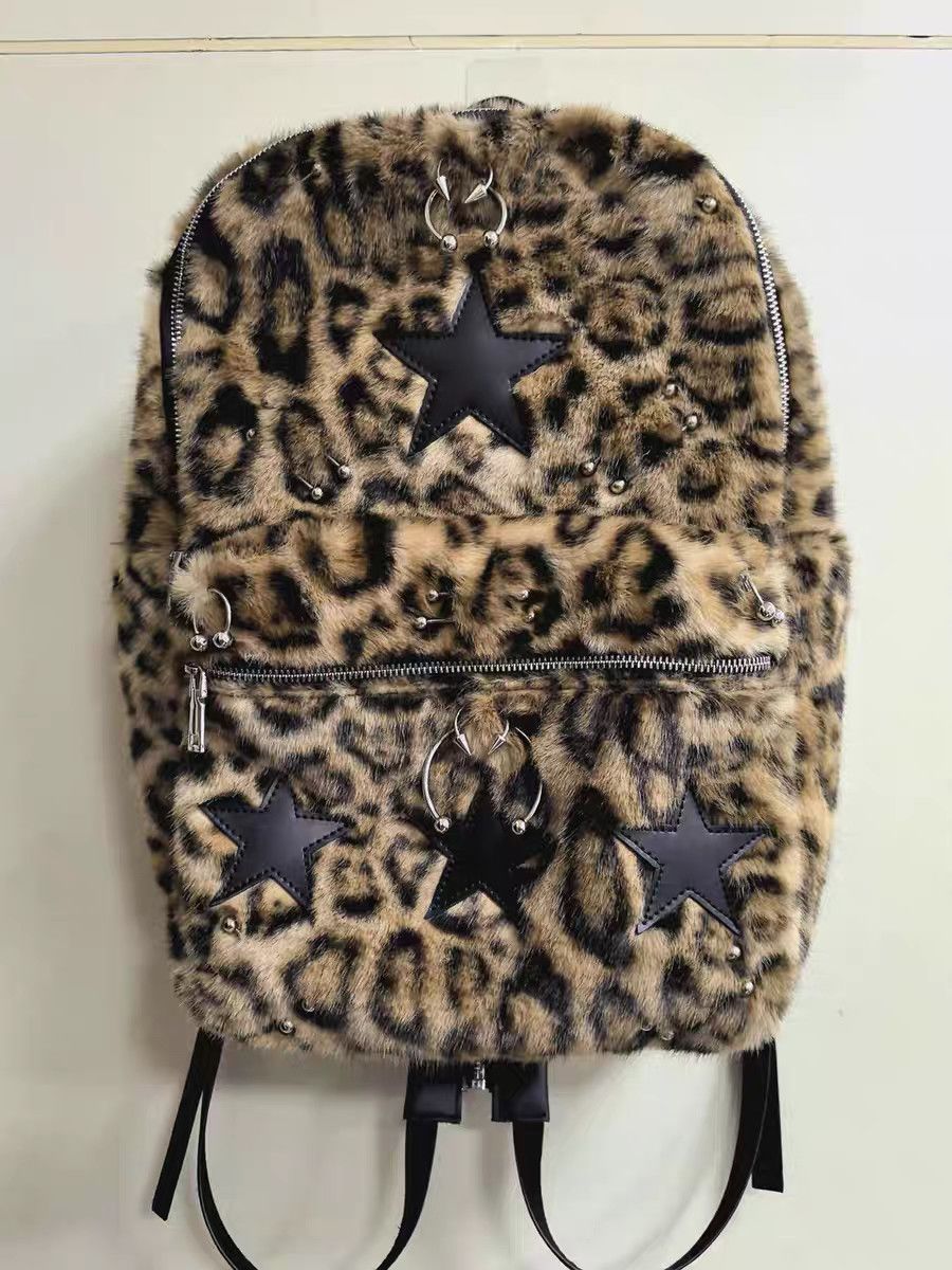 Rivet Zipper Adjustable Two-tone Leather Perforated Bags
