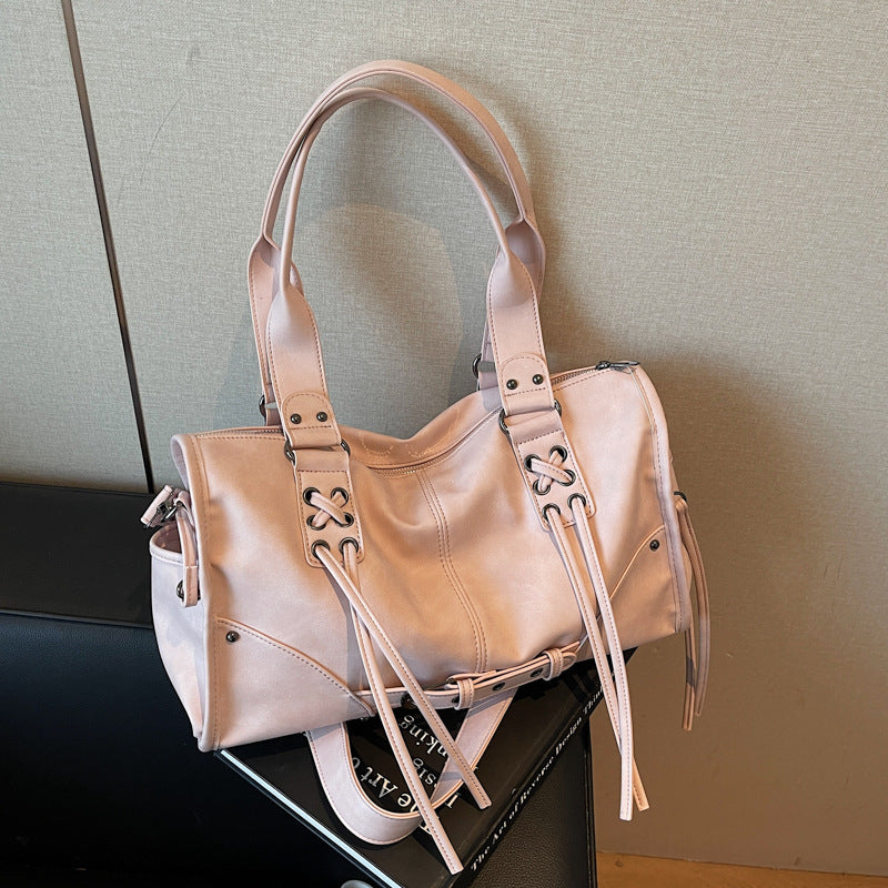 Women's Motorcycle Trendy Cool Soft Leather Retro Large Capacity Handbags