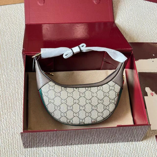 Leather Double With High Quality Presbyopic Moon Hobos Underarm Bag