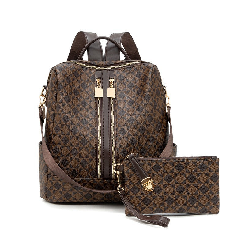 Slouchy Printed Large Capacity Chessboard Mummy Leisure Backpack
