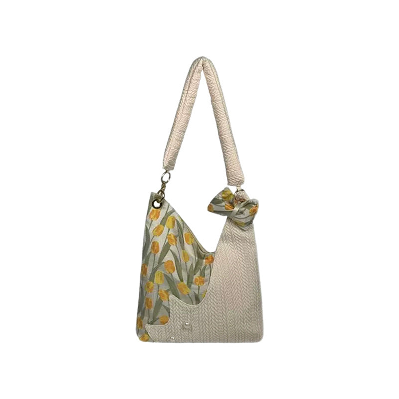 Tulip Cute Cat Underarm Fresh Large Women's Shoulder Bag