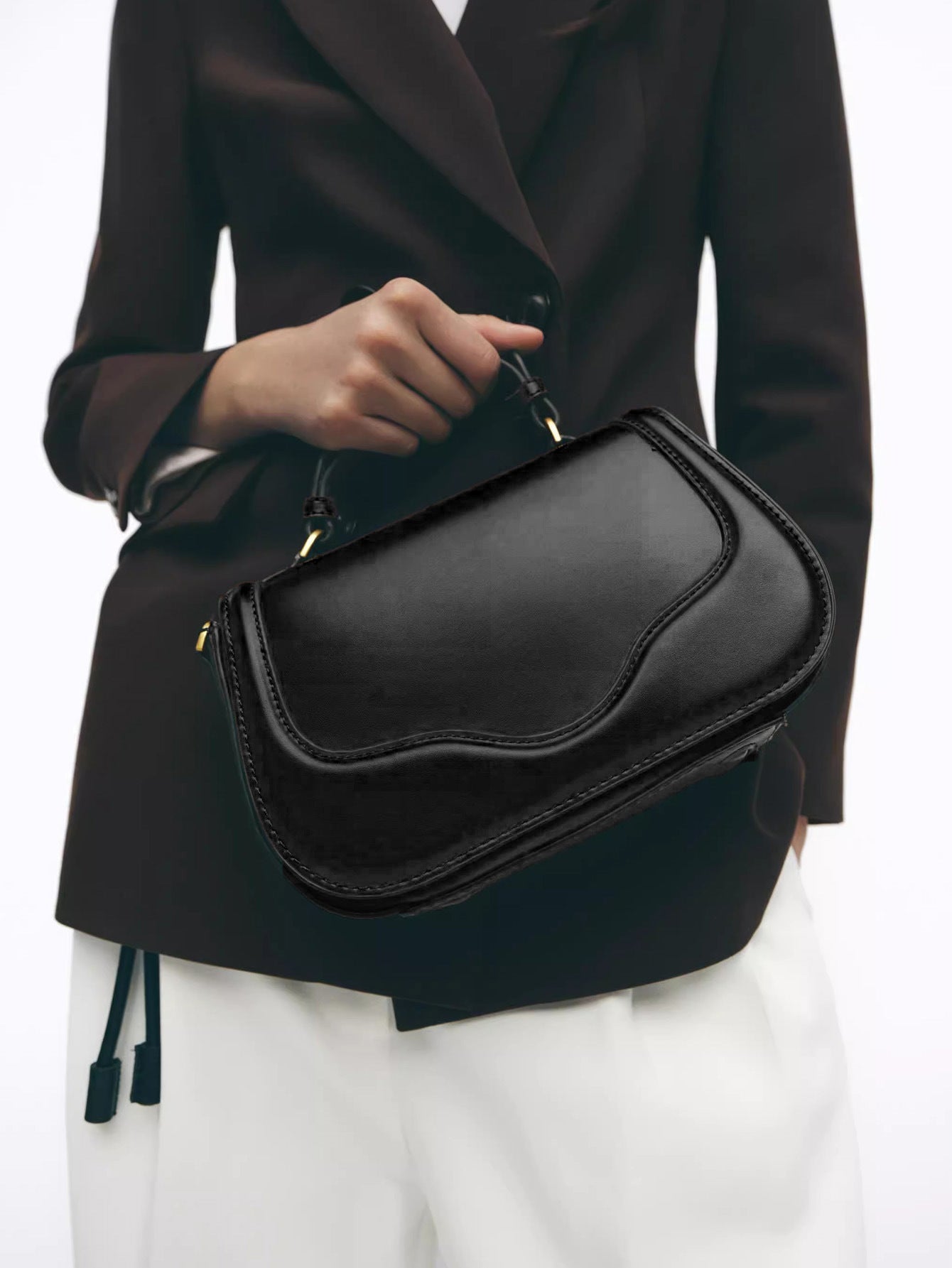 Women's Elegant Hand Holding Saddle Commuting Leisure Shoulder Bags