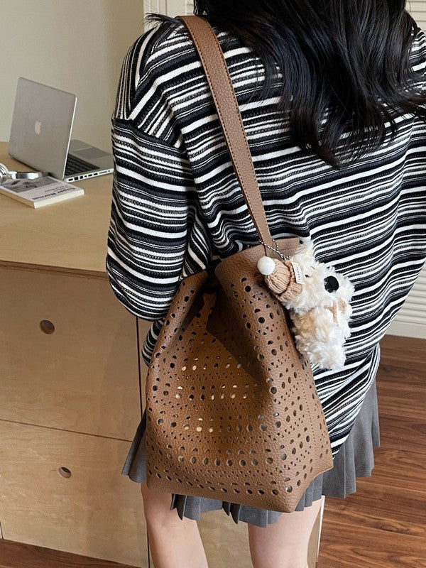 Women's Summer Fashion Carrying Hollow Simple Bucket Bag