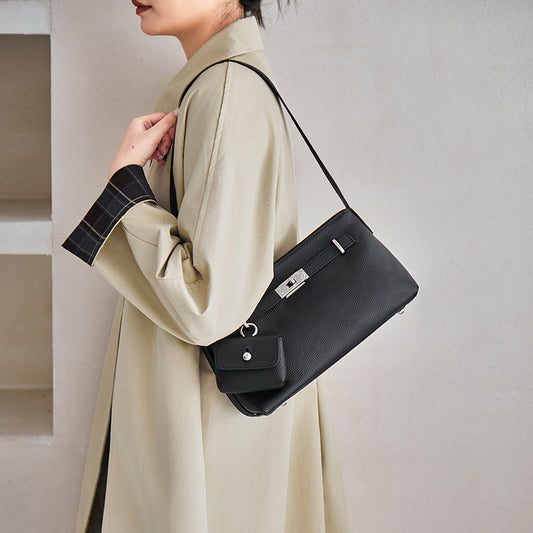 Women's Cowhide Kelly Commuter Underarm Portable Oblique Women's Messenger Bag