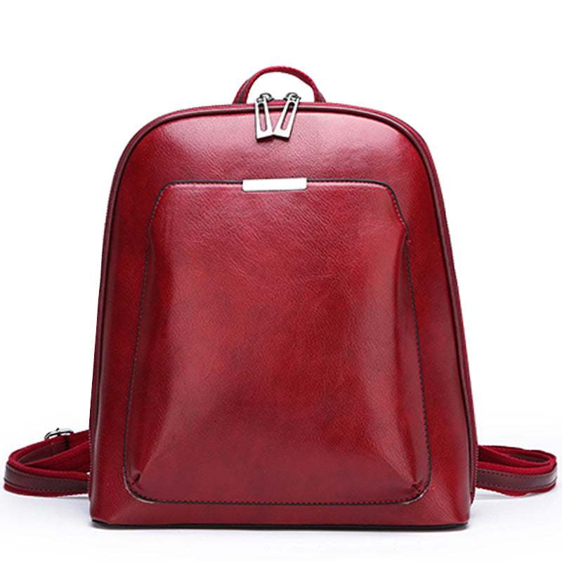 Men's Summer Sandwich Zipper Leather Storage Business Backpack