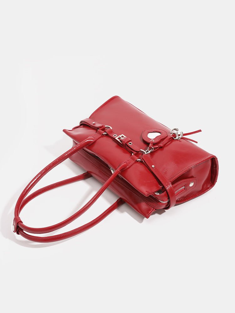 Gold Red Sweet Cool Large Capacity Baguette Bridal Wedding Winter Shoulder Bags