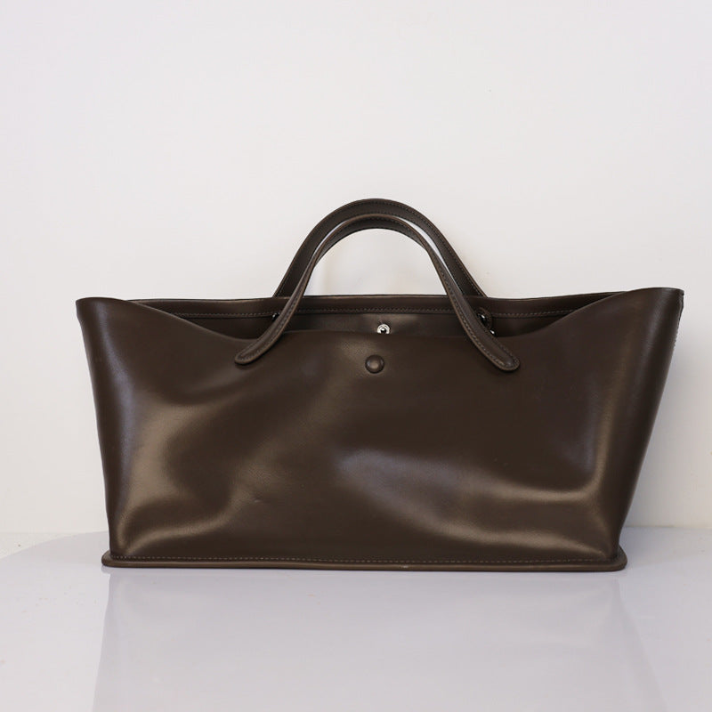 Leather Minimalist Cowhide Commuter Large Capacity Totes High-grade Handbags