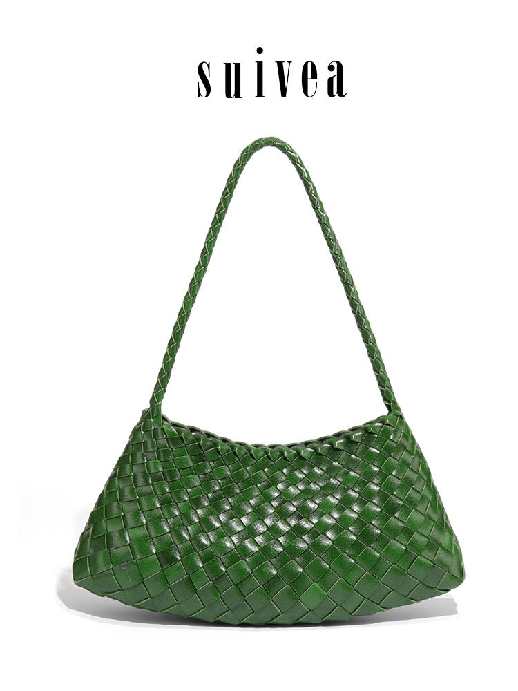 Fresh Woven Mori Style Artistic Underarm Korean Simple Dumpling Women's Shoulder Bag