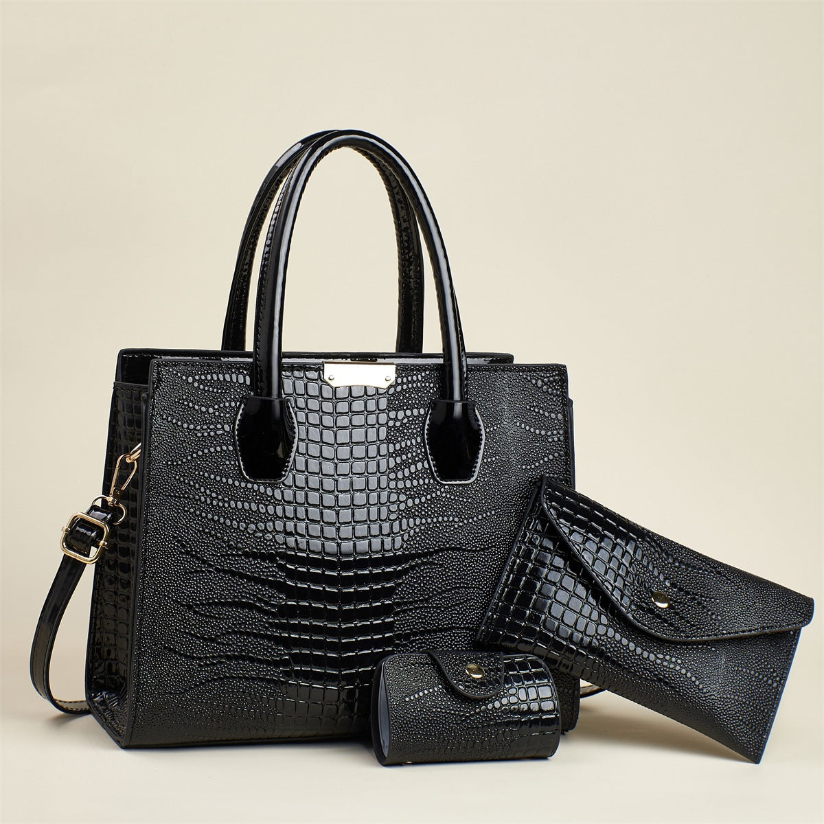Women's Crocodile Pattern Fashionable Three-piece Large Capacity Women's Shoulder Bag