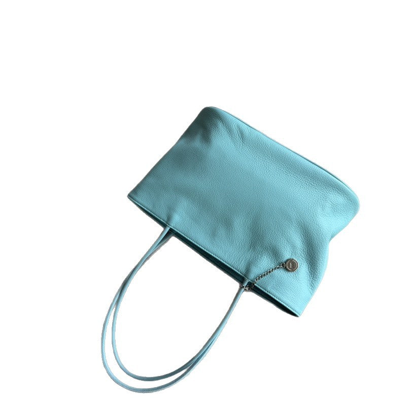 Cowhide Solid Color Simple Lazy Daily Women's Shoulder Bag