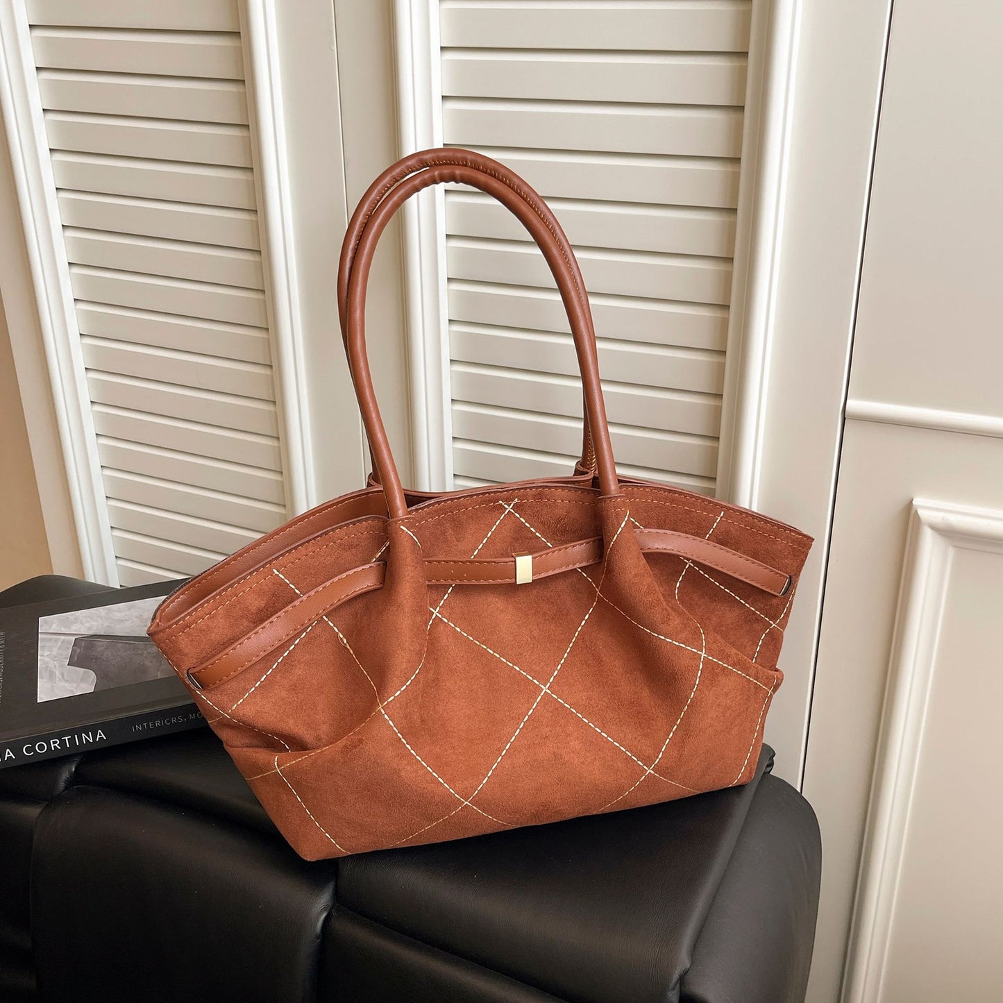 Embroidery Thread Suede Commuter Advanced Classic Tote Bag
