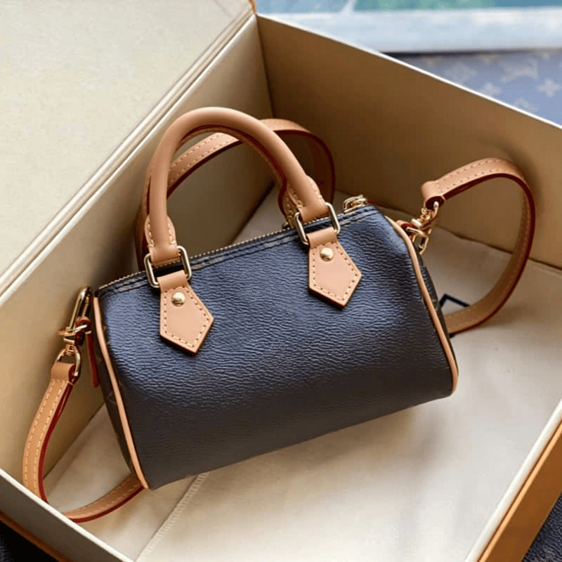 Innovative Women's Pillow Leather Mini Boston Bags