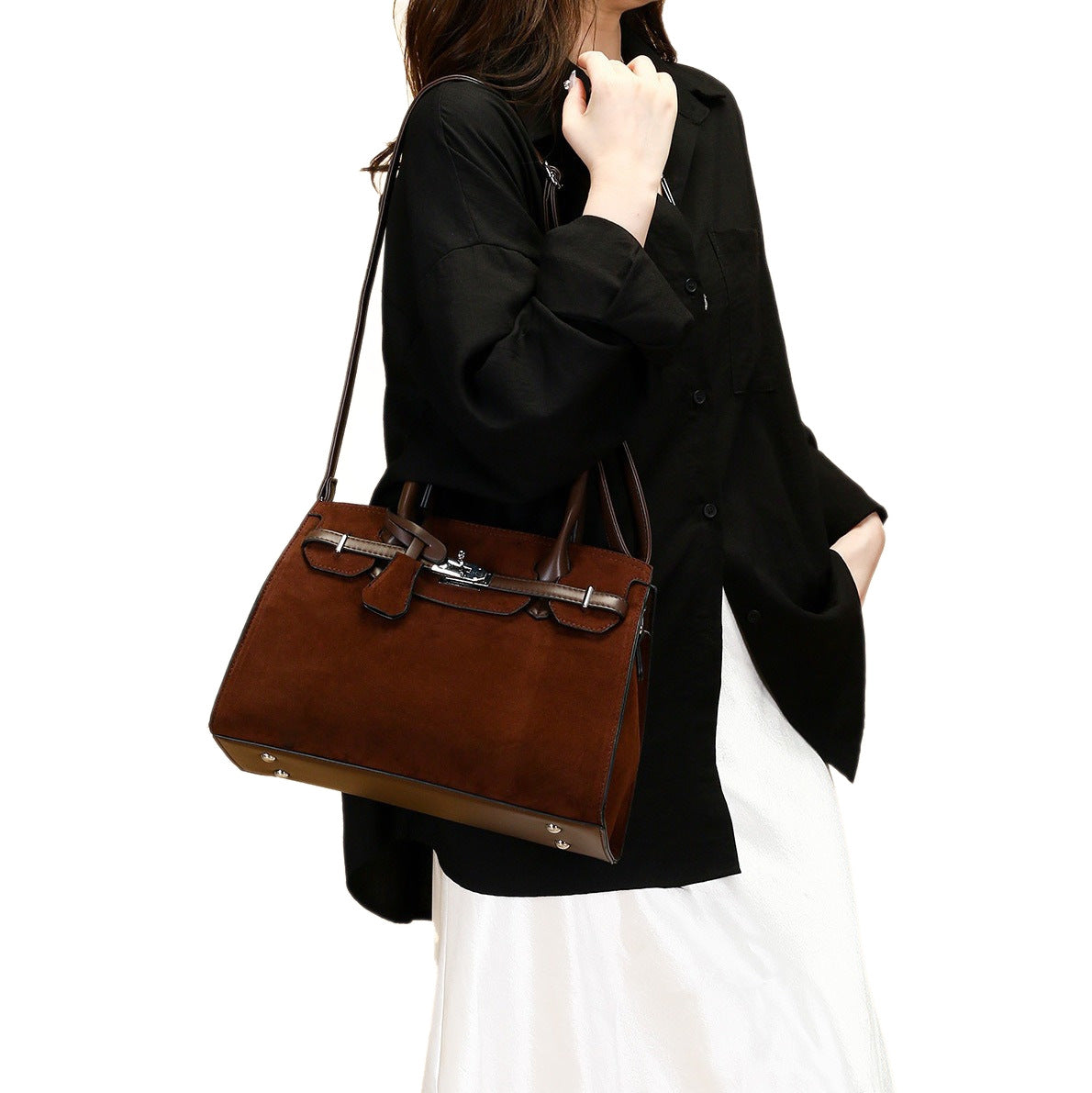 Women's Suede Fashion Elegant Simple Commute Women's Messenger Bag