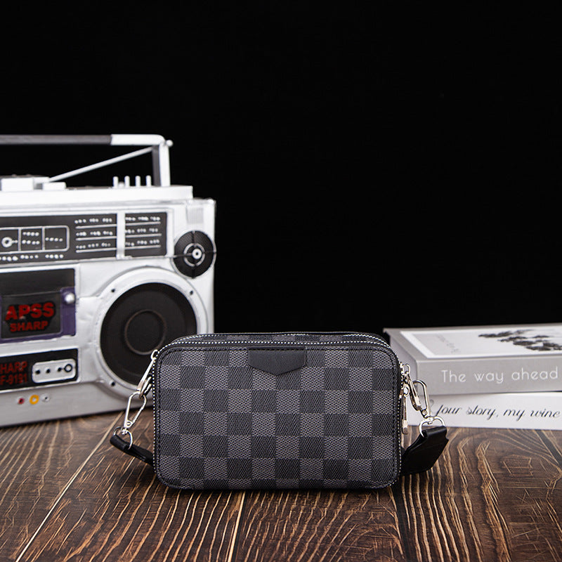 Men's Fashion Waterproof Horizontal Plaid Multifunctional Mobile Men's Messenger Bag