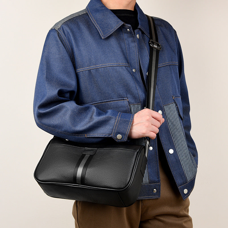 Men's First Layer Cowhide Large Capacity Leisure Shoulder Bags