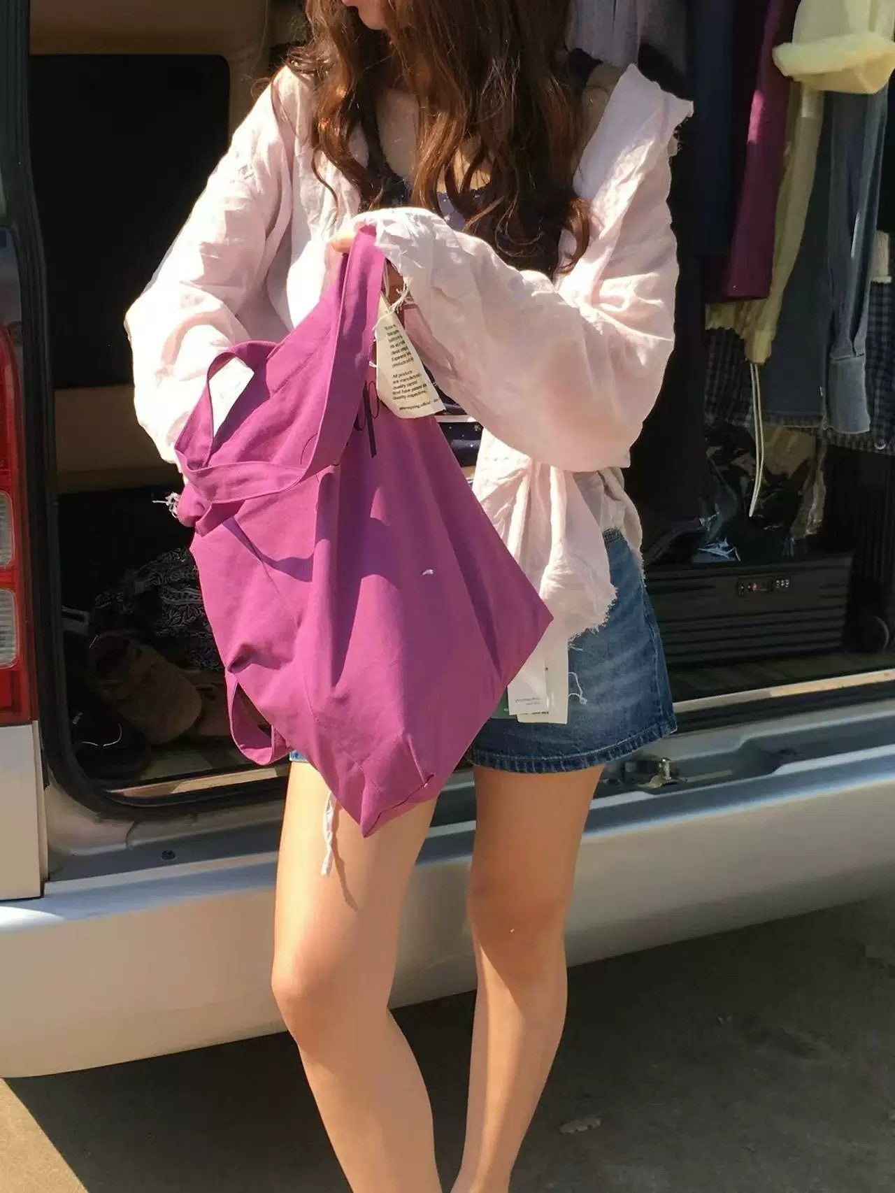 Sheng Dopamine Letter Printed Canvas One Women's Shoulder Bag