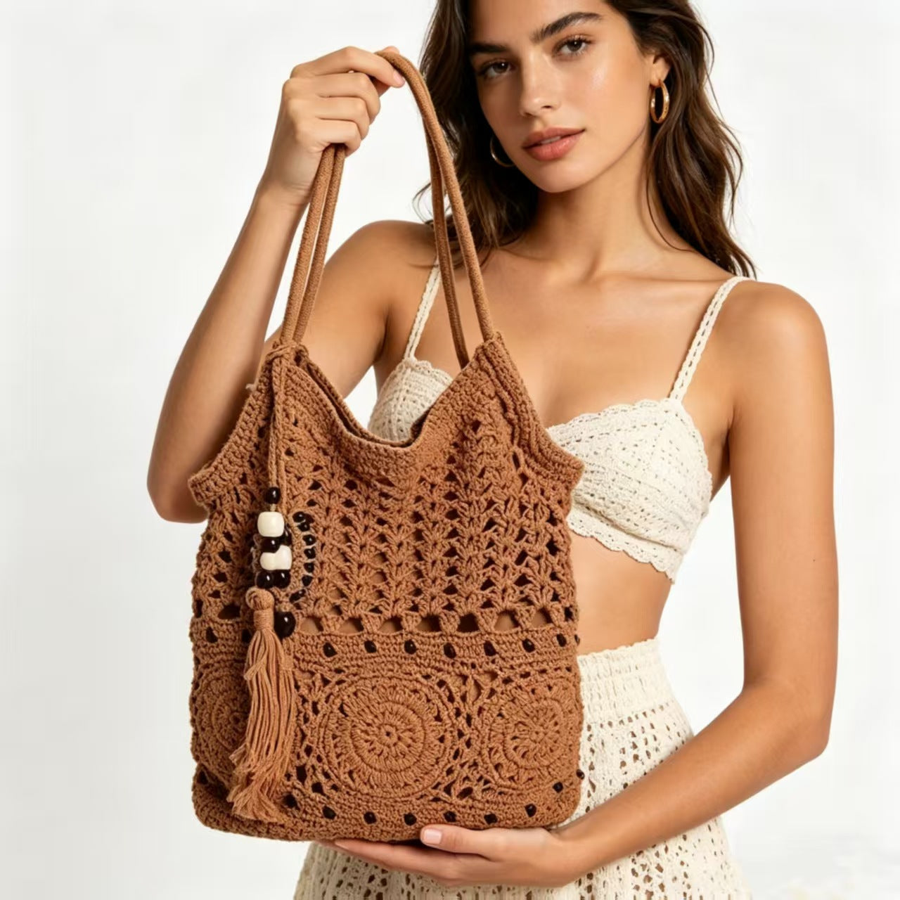 Woven Single Seaside Vacation Beach Large Capacity Handmade Women's Shoulder Bag