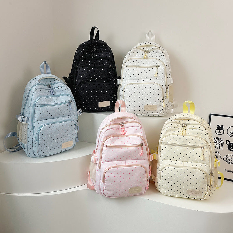 Spring Good-looking Cute Refreshing Polka Dot Large Capacity Backpacks