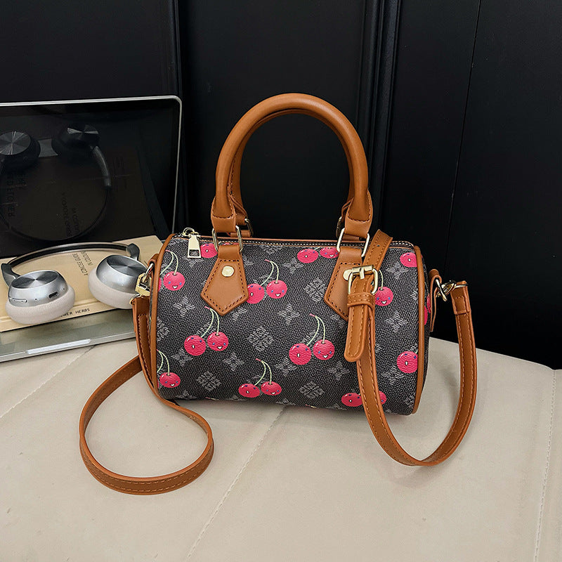 Women's Cute Cherry Print Boston Pillow Fashion Bags