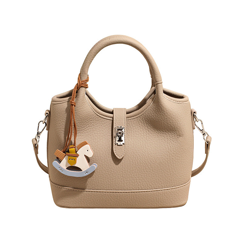 Style Trendy Litchi Pattern Textured High Commuter Bucket Bags